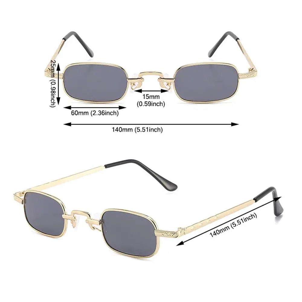 Small Rectangle Sunglasses for Women Men Fashion Retro Metal Frame Sun Glasses Vintage Punk Shades UV400 Protection Eyewear