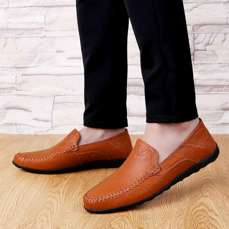 Genuine Leather Mens Shoes Casual Luxury Brand Soft Men Loafers Moccasins Breathable Slip on Male Boat Shoes Plus Size 37-47