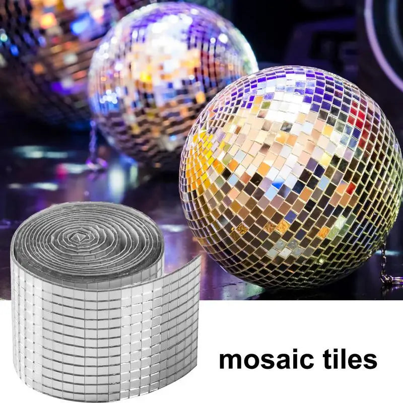 Self-Adhesive Disco Glass Craft Stickers Reflective Glass Tape Mirror Mosaic Tiles For Making DIY Hand Crafts Home Decoration