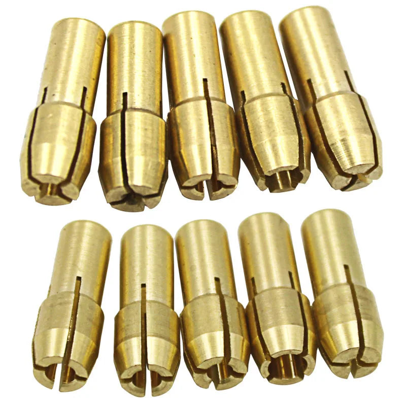 10 Pieces Brass Dremel Collet Mini Drill Chucks Including 0.5/0.8/1.0/1.6/1.8/2.0/2.2/2.4/3.0/3.2mm