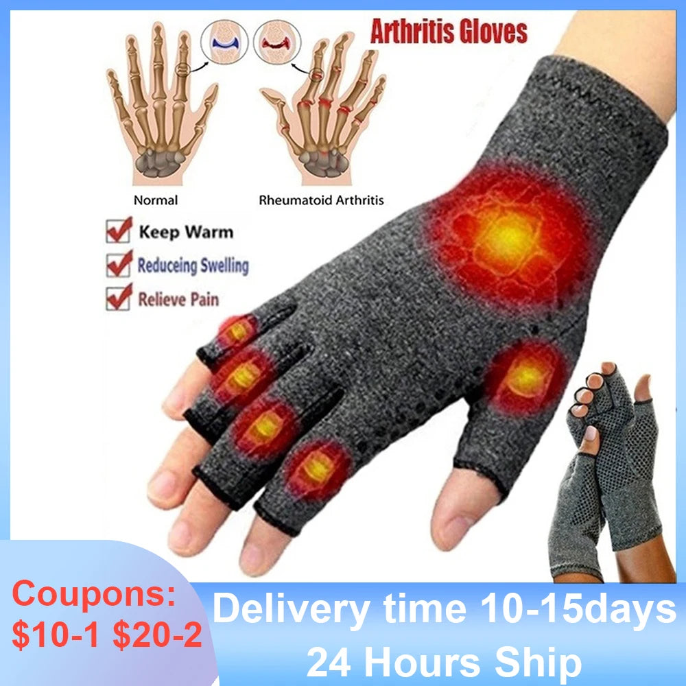 Compression Arthritis Gloves Wrist Support Therapy Wristband Half Finger Compression Gloves Joint Pain Relief Cycling Gloves