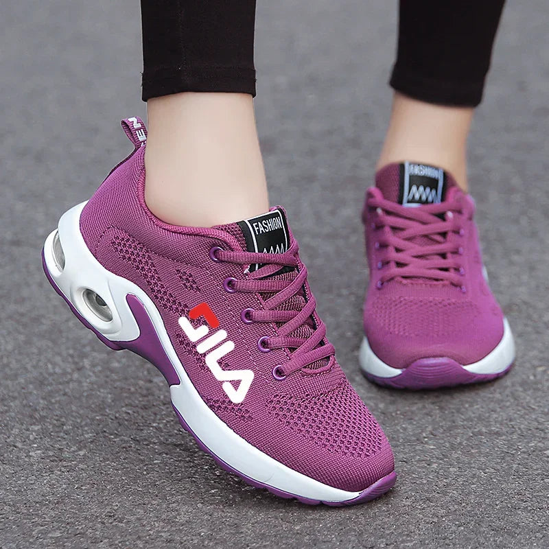 New Running Shoes Ladies Breathable Sneakers Summer Light Mesh Air Cushion Women's Sports Shoes Outdoor Lace Up Training Shoes