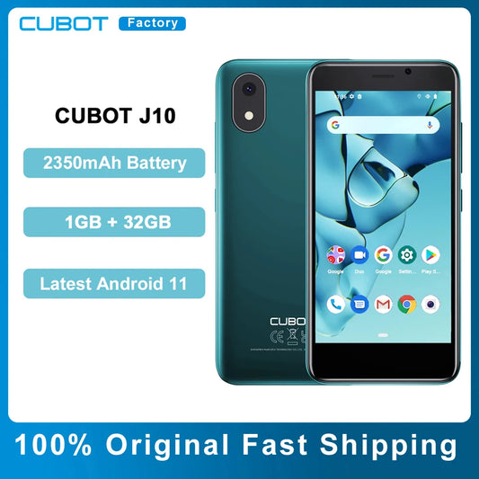 Cubot J10 3G Smartphone 4 Inch Mini Screen 2350mAh 5MP Rear Camera Android 11 Dual SIM Card Telephone Face ID Cheap Cell Phone