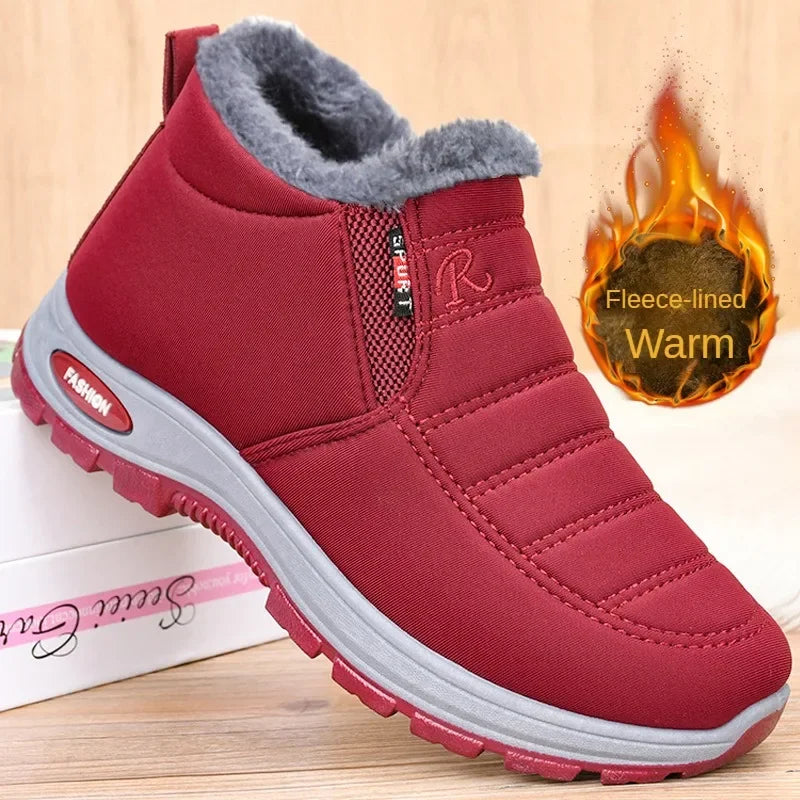 Cotton shoes 2024 winter new item with plush and thickened couple snow boots windproof and warm short boots for men and women