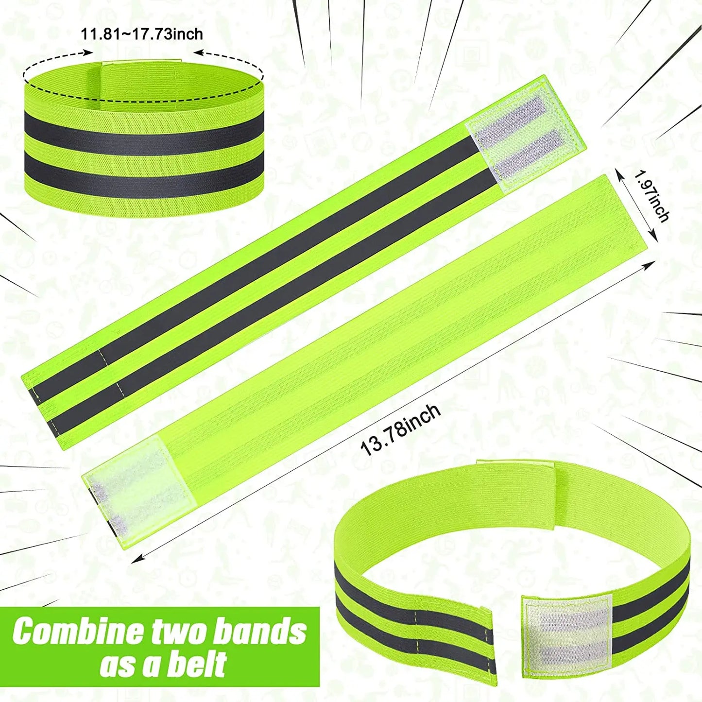 Reflective Bands Elastic Armband Wristband Ankle Leg Straps Kids Safety Reflector Tape Straps for Night Jogging Biking Running