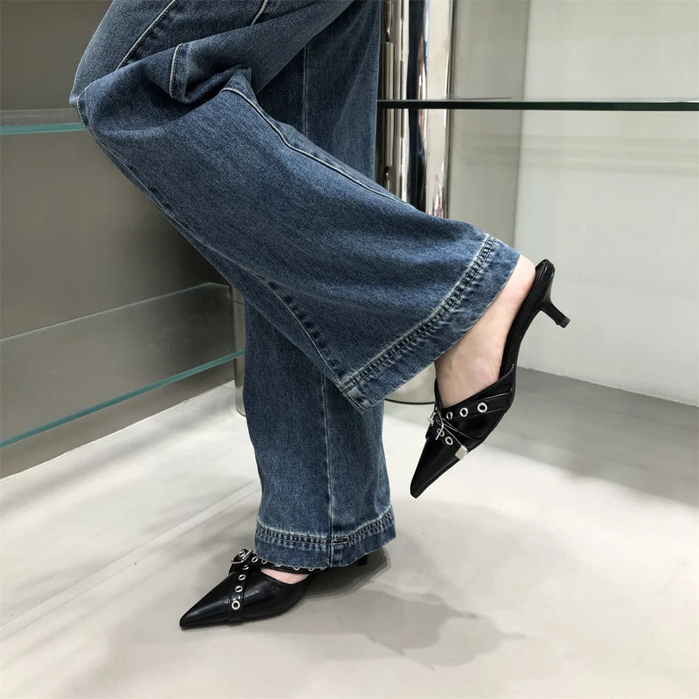 2024 Ladies Summer New Sexy Pointed Toe PU Waterproof Women's Shoes Outdoor Casual Comfortable Party Dress Women's High Heels