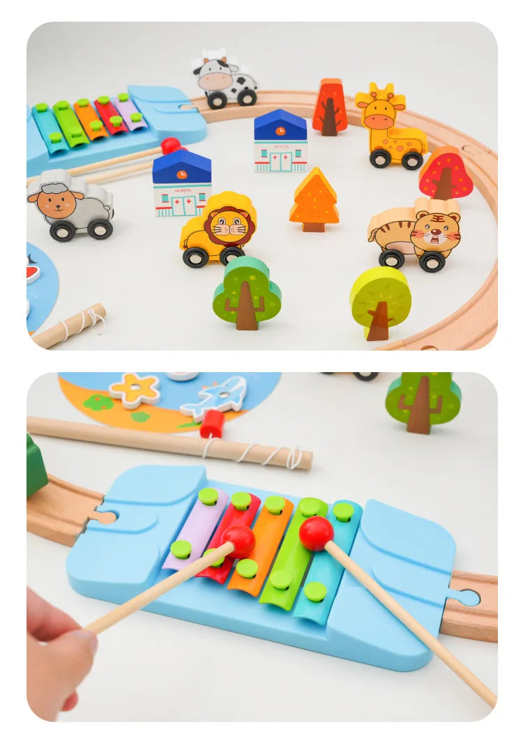 Wood Railway Track Set Expansion Package DIY Building Blocks Accessories Tracks Fit for Biro Wooden Tracks Kids Educational Toys