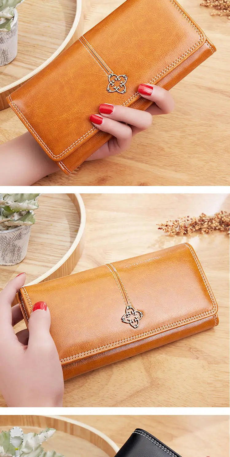 Women's Leather Wallet Woman Luxury Long Wallets Fashion Women Purses Money Bags Handbags Womens Purse Cards Holder Carteras