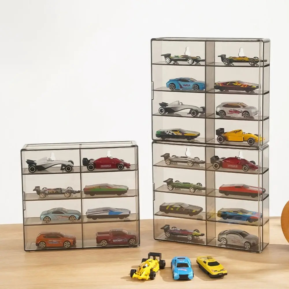 Transparent 1:64 Toy Model Cars Display Box Acrylic Dustproof Cabinet 8 Grids Wall Mounted Storage Box Hotwheels Cars