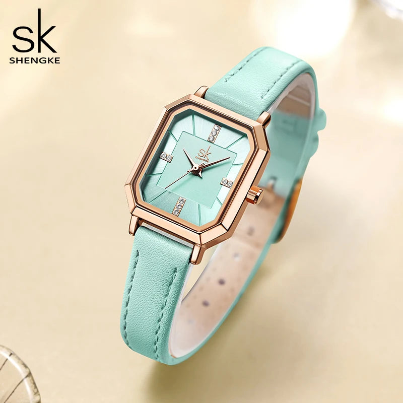 Shengke New Design Women Watches Fashion Leather Strap Woman's Quartz Wristwatches Original Luxury Diamond Ladies Clock Relogio