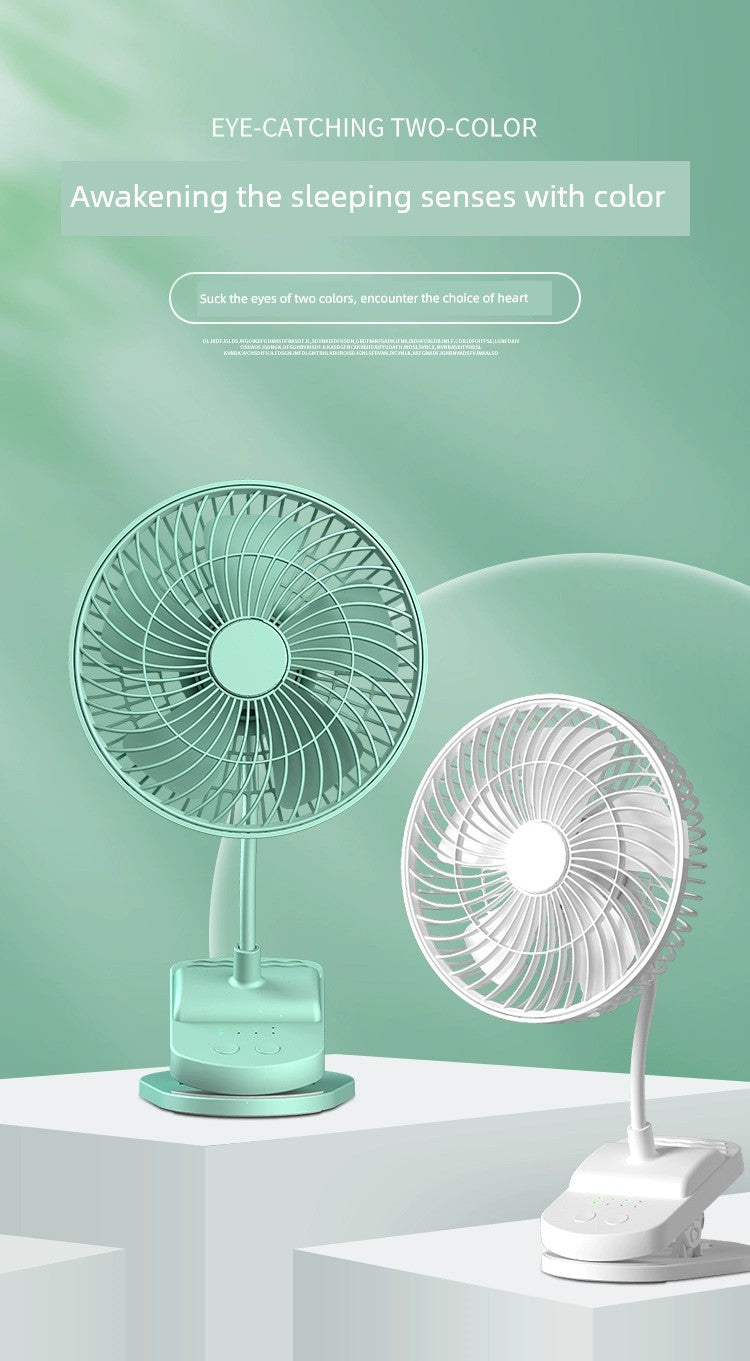 Desktop USB Rechargeable Fan Office Dormitory Portable Stand-up Desk Fan Ultra-Quiet Speed Control Baby Clip Fan