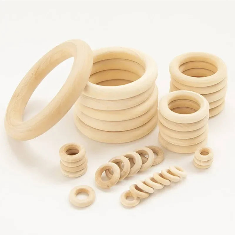 Wooden Rings Wooden Hoops for Craft Wood Rings Circle Macrame Accessories Round DIY Wood Hoops Wood Craft Decoration Woodworking