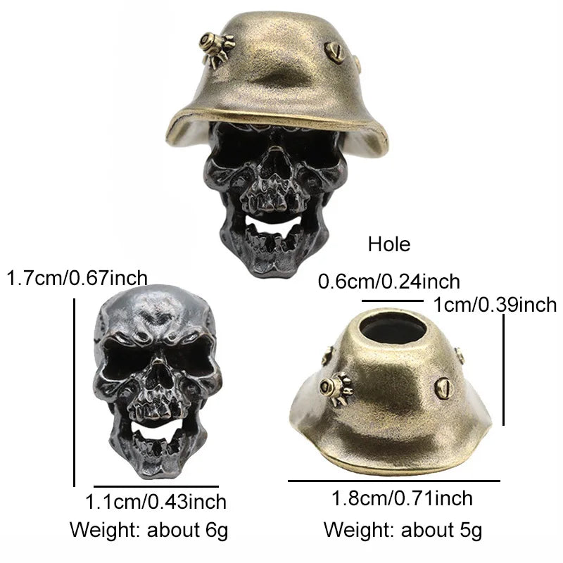 Death Skull Soldier Bullet Helmet Brass Knife Beads EDC Outdoor Punk DIY Paracord Bracelets Woven Lanyard Pendants Accessories