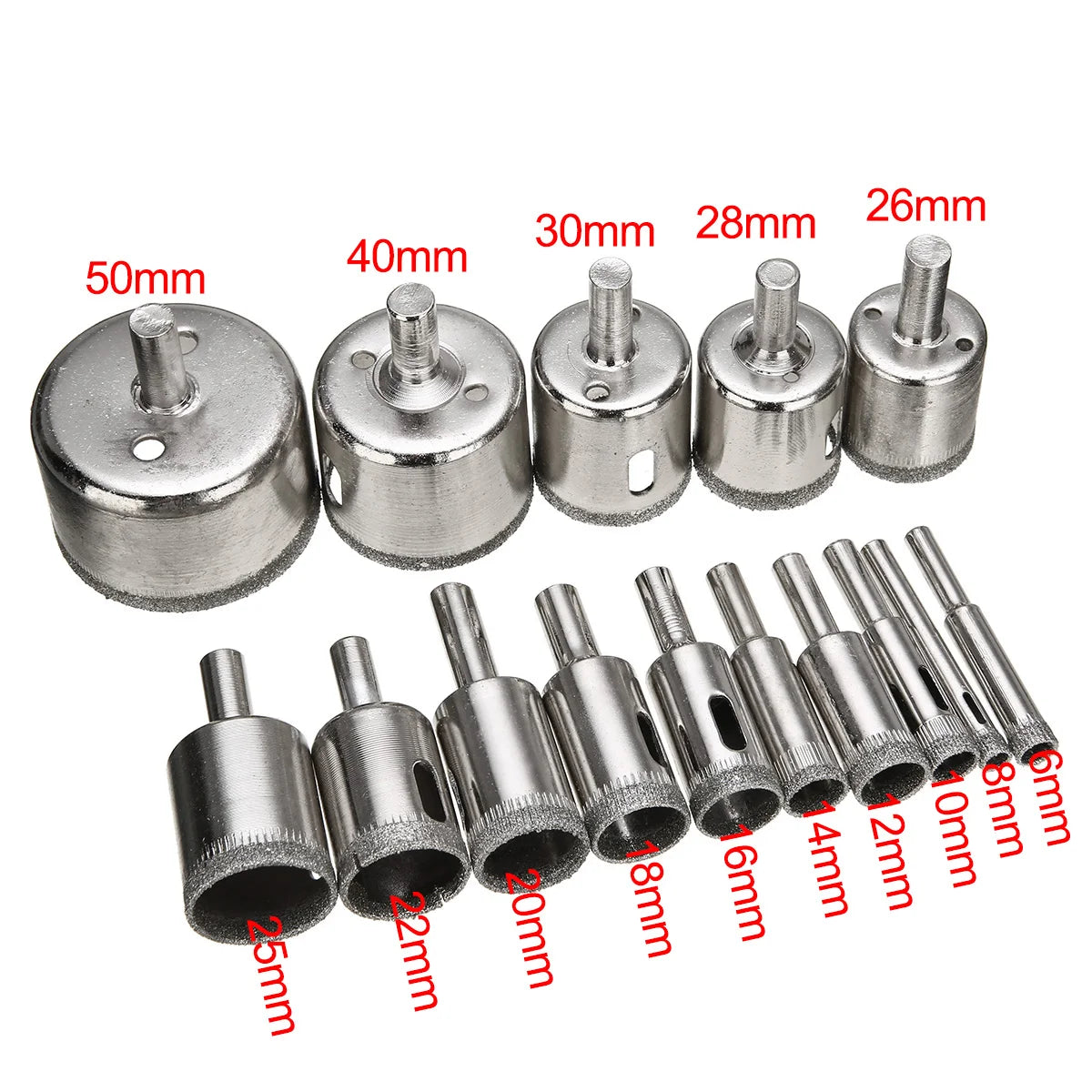 15PCS/SET Diamond Hole Saw Drill Bit Tool 6-50mm Ceramic Porcelain Glass Marble 6/8/10/12/14/16/18/20/22/25/26/28/30/40/50mm