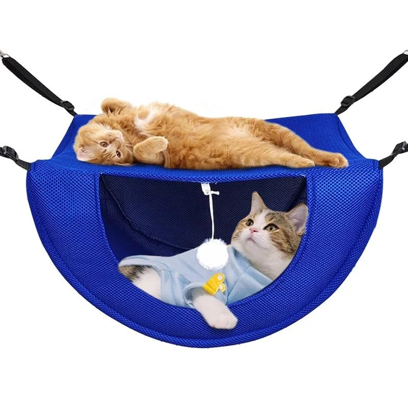 Double Layer Cat Cage Hammock,Breathable Mesh Hanging Pet Bed with Adjustable Lanyard,Suitable for Indoor Cats Kitten Ferret Ham