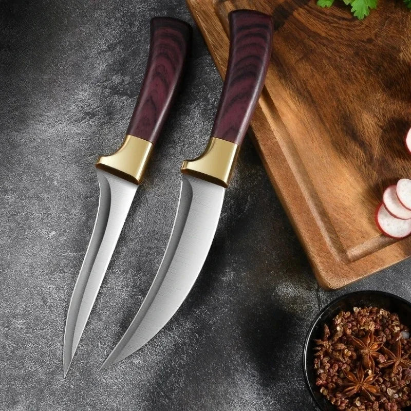 PLYS Kitchen Boning Knife Shaving and Meat Cutting Scimitar Stainless Steel Lightweight Butcher Knife Sharp Chef Knife