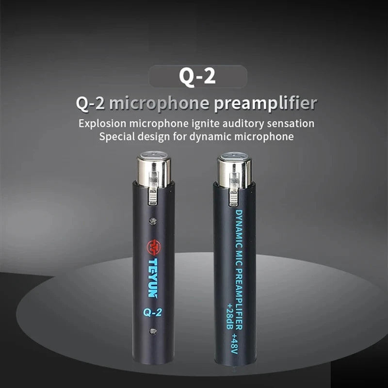 TEYUN 1 PCS Q2 Microphone Dynamic Preamplifier 28Db Gain Dynamic Mic Amplifier 48V Metal Structure Q-2 For Live