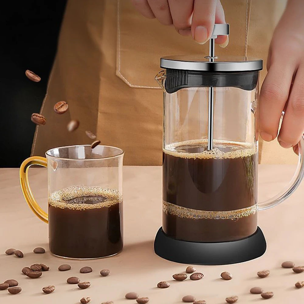 350ML-1000ML French Press Coffee Maker High Borosilicate Glass Heat-Resistant Coffee Brewer Milk Foam Frother Tea Maker Pots