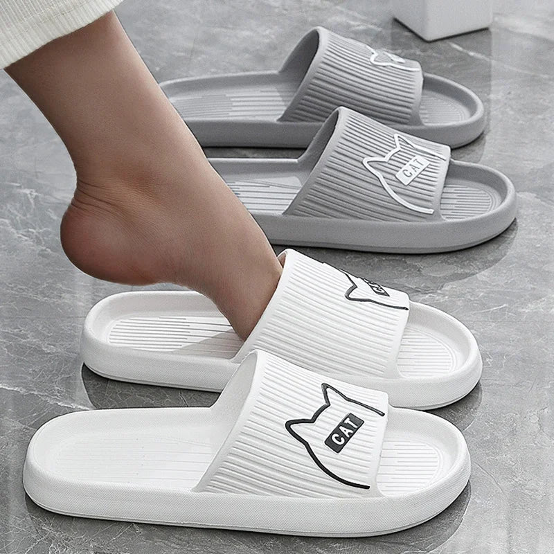 New Fashion Cartoon Couple Non-slip Flat Slides Summer Lithe Sandals For Women Men Slippers Ladies' Home Shoes Indoor Flip Flops