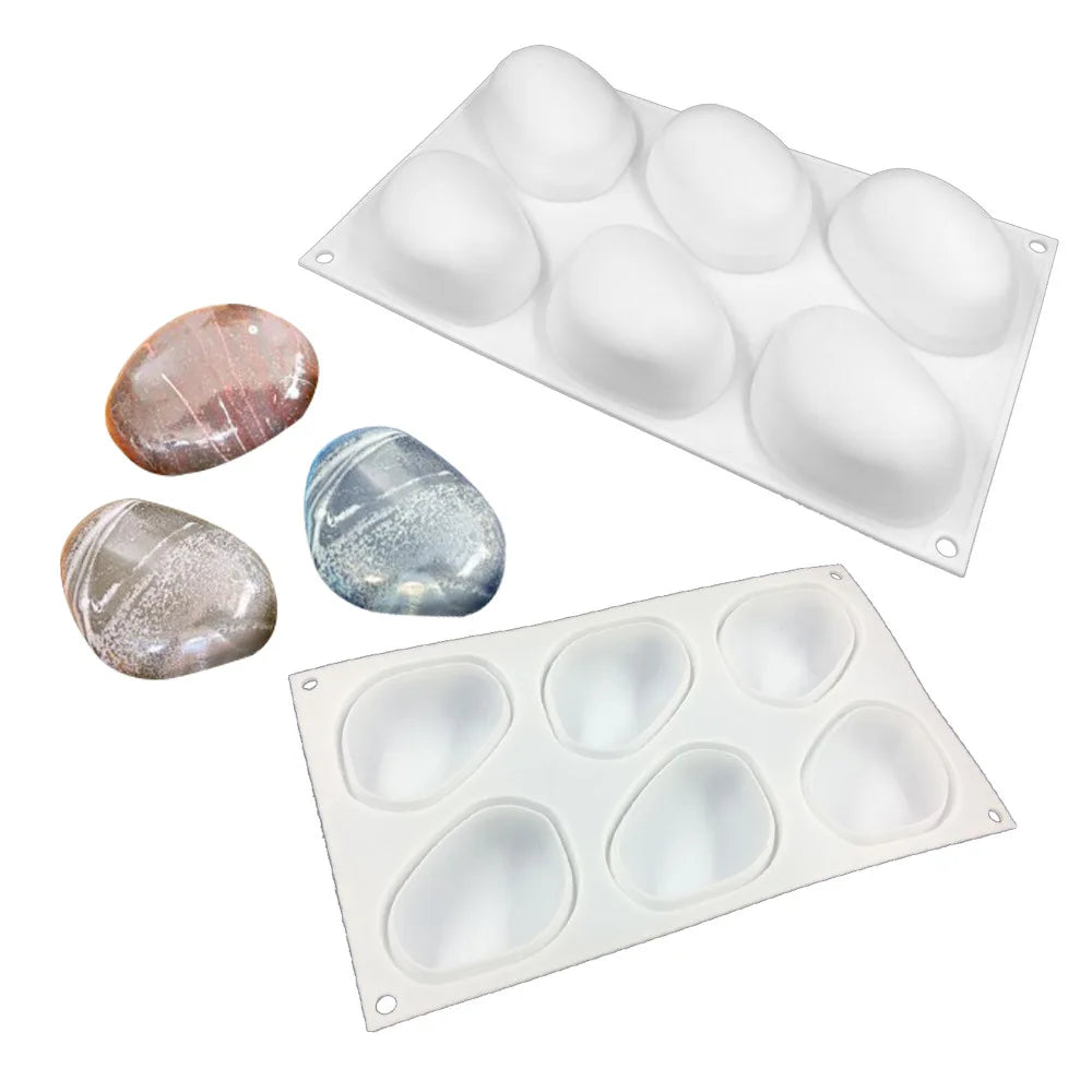 Multicavity Creative Pebble Silicone Soap Mould Candle Resin Plaster Mold Stone Ice Cube Chocolate Making Tool Home Decor Gifts