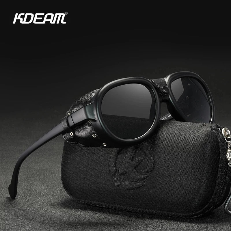 KDEAM New Pilot Sunglasses Steampunk Mirror UV400 Glasses Men Women Outdoor Driving Shades With Free Case