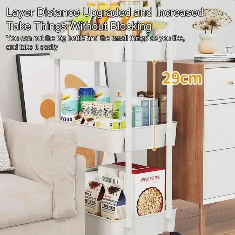 Mobile Storage Rack Trolley Kitchen Bathroom Bedroom Multi Storey Snacks Storage Rack with Wheels Organizer Home Accessories