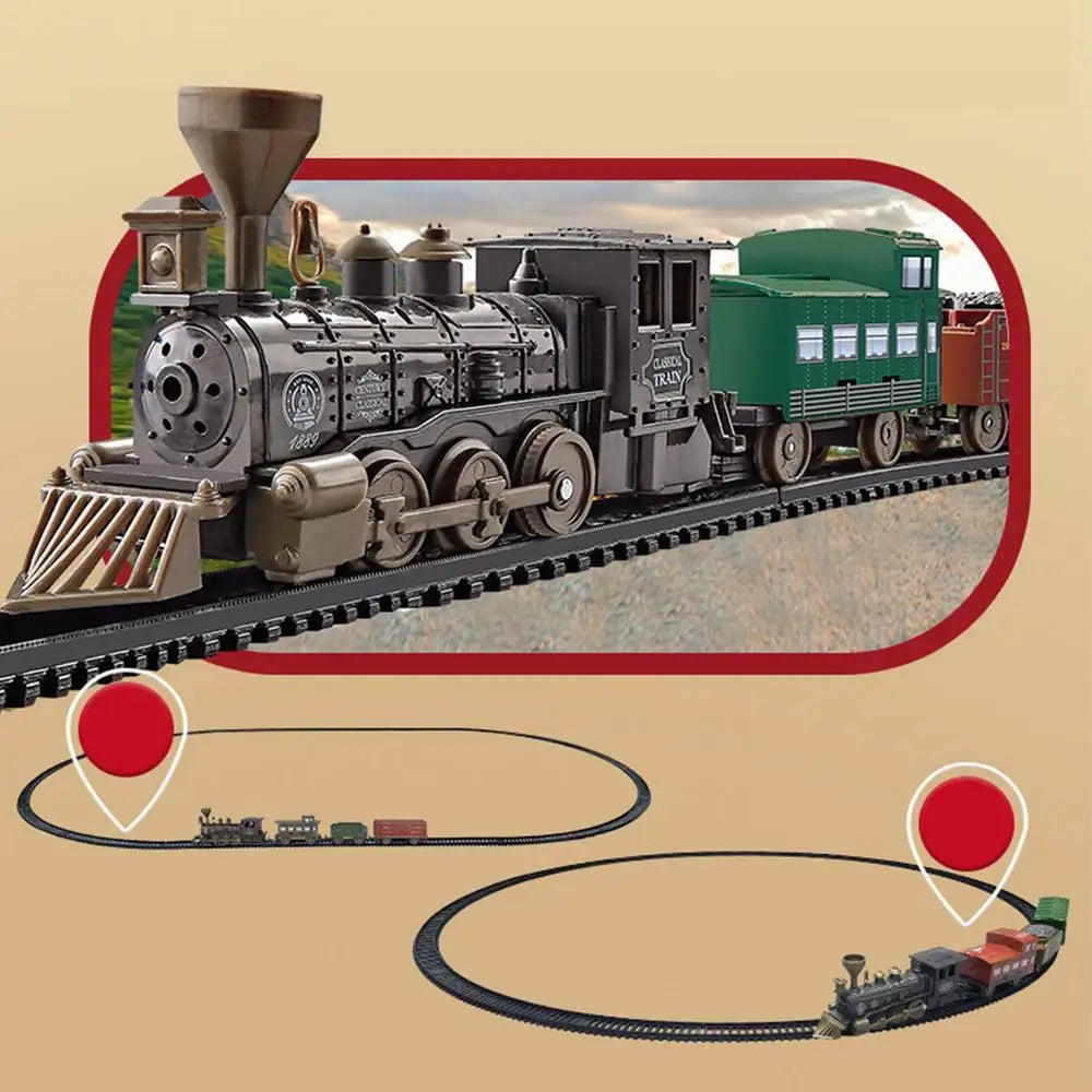 Battery Powered Retro Steam Train Model Puzzle Assembly Toys Electric Classical Train Set For Boys Girls Toddler Christmas Gifts