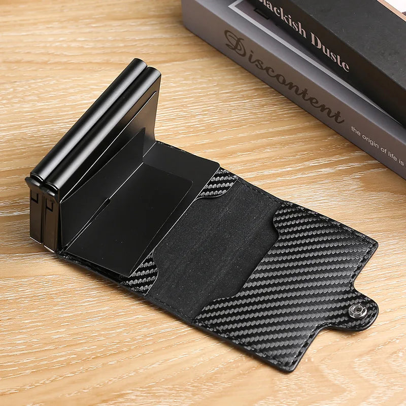 Large Capacity Double Layer ID Credit Card Holder Anti Rfid Blocking Protected Magic Wallet for Men Carbon Fiber Cardholder Case