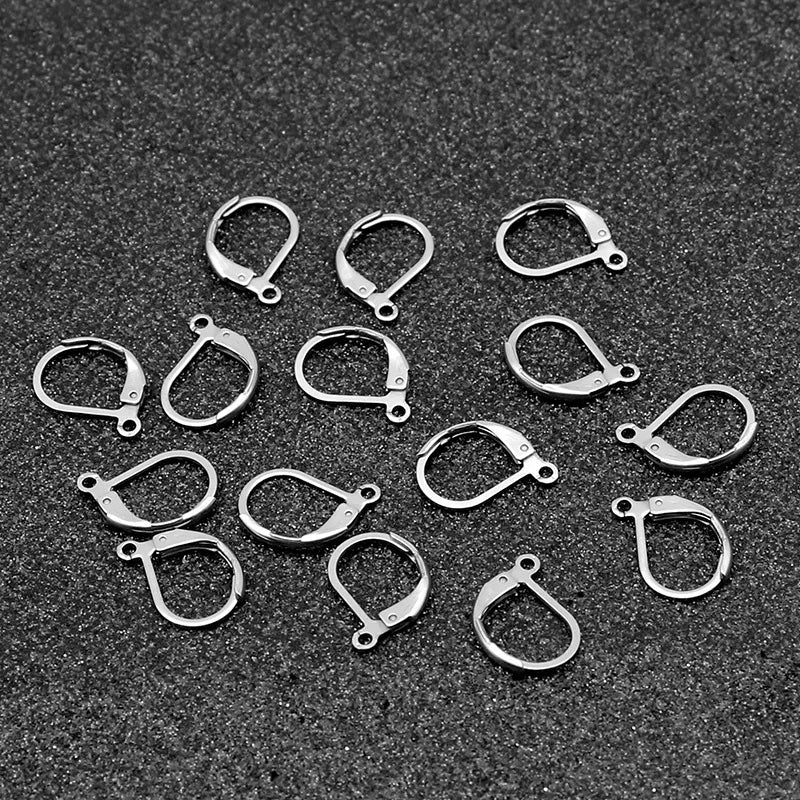 100PCS 925 Sterling Silver DIY Beadings Findings Earring Hooks Leverback Earwire Fittings Components