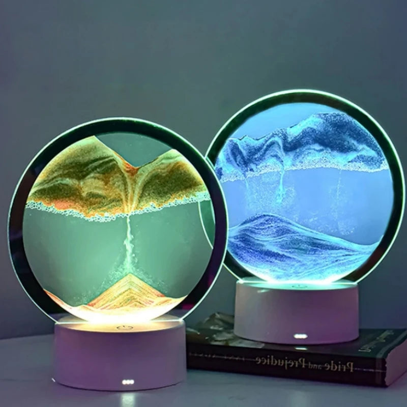 Creative Quicksand Night Light With 16 Colors USB Sandscape Table Lamp 3D Natural Landscape Bedside lamps Office Home Decor Gift