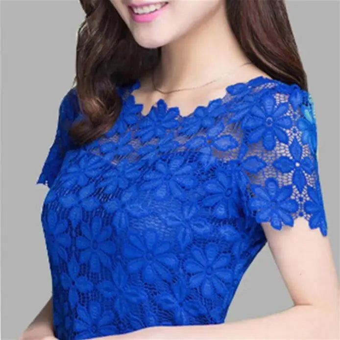 women tops Lace Shirt Blusas Femininas Blouses & Shirts New Fashion Short sleeve Women Blouse plus size Women Clothing 5XL