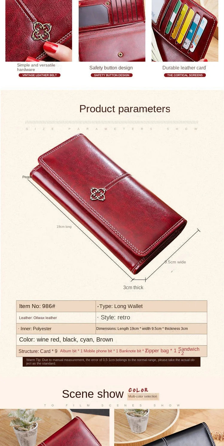 Women's Leather Wallet Woman Luxury Long Wallets Fashion Women Purses Money Bags Handbags Womens Purse Cards Holder Carteras