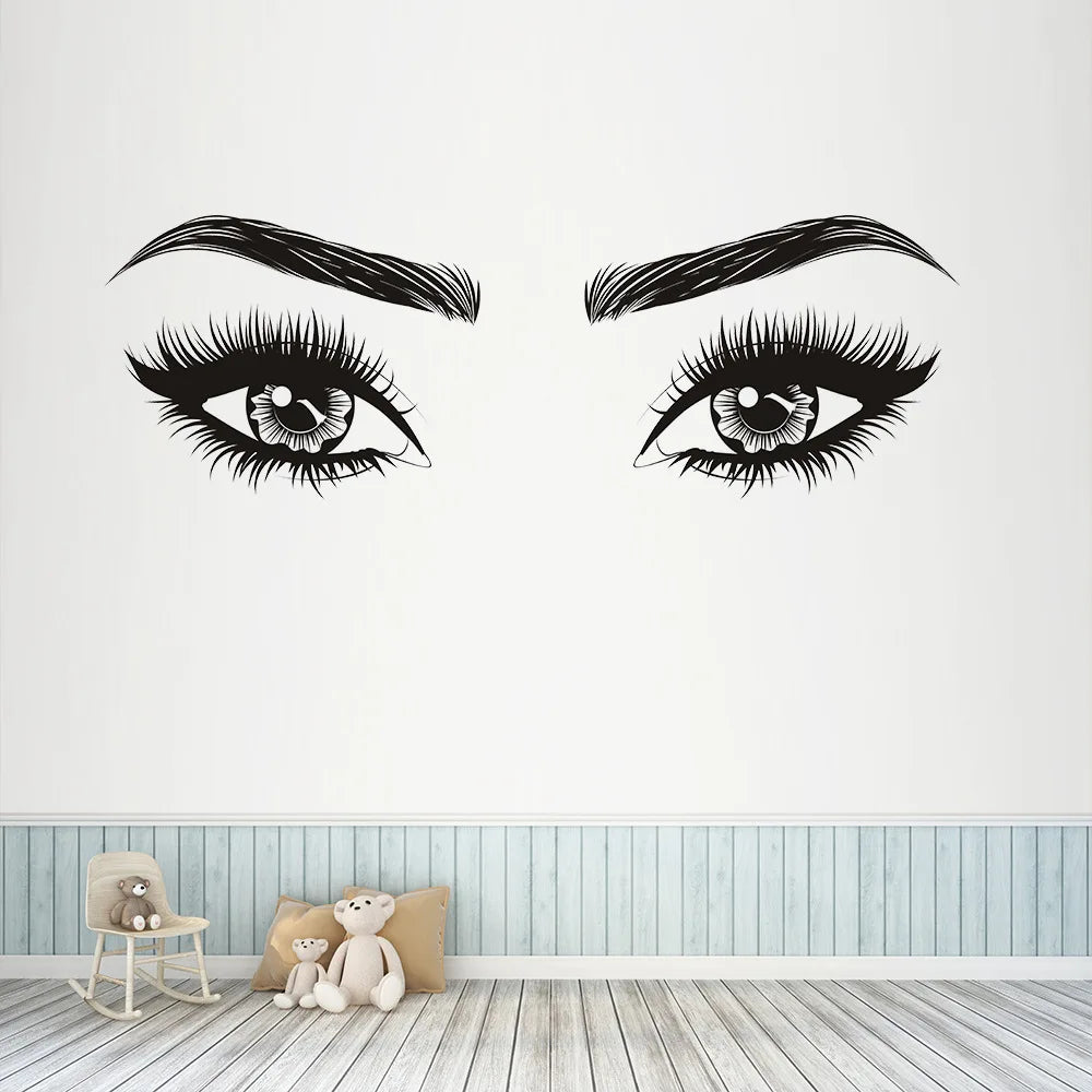 Fashion Girls Lash Brows Eyes Wall Stickers Living Room Decoration Decals for Furniture Sticker Decoration Eyebrows Store Decor