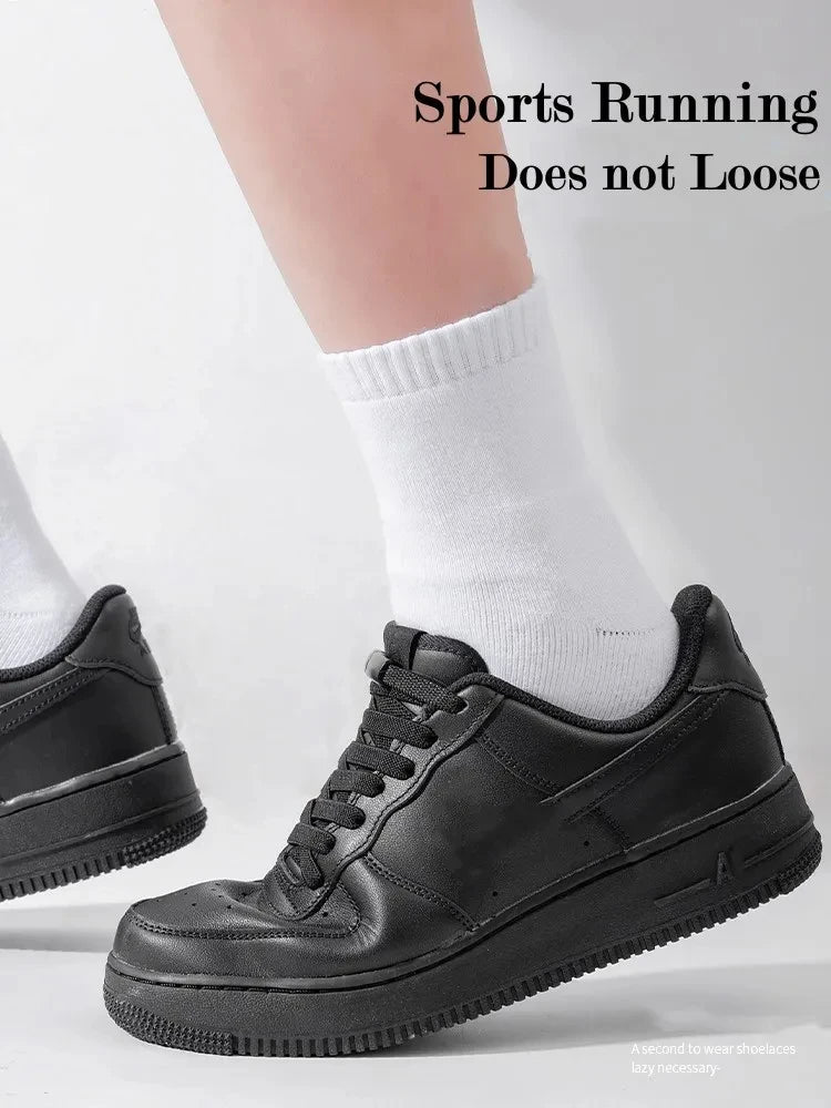 1 Pair Flat Elastic Sneaker Laces Kids Adult Metal Magnetic Buckle Quick Laces Casual Sports Rubber Straps Shoe Accessories