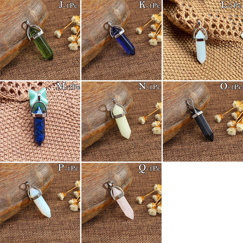 Natural Stone Pendants For DIY Necklace Jewelry Making Findings Crystal Stone Quartz Pendant Charms Handmade Hair Accessories