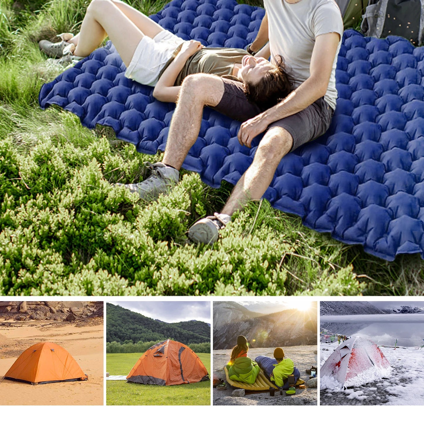 Tomshoo Inflatable Mattress 1/2 Person Camping Mat with Air Pillow Portable Air Mattress Waterproof Backpacking Sleeping Pad