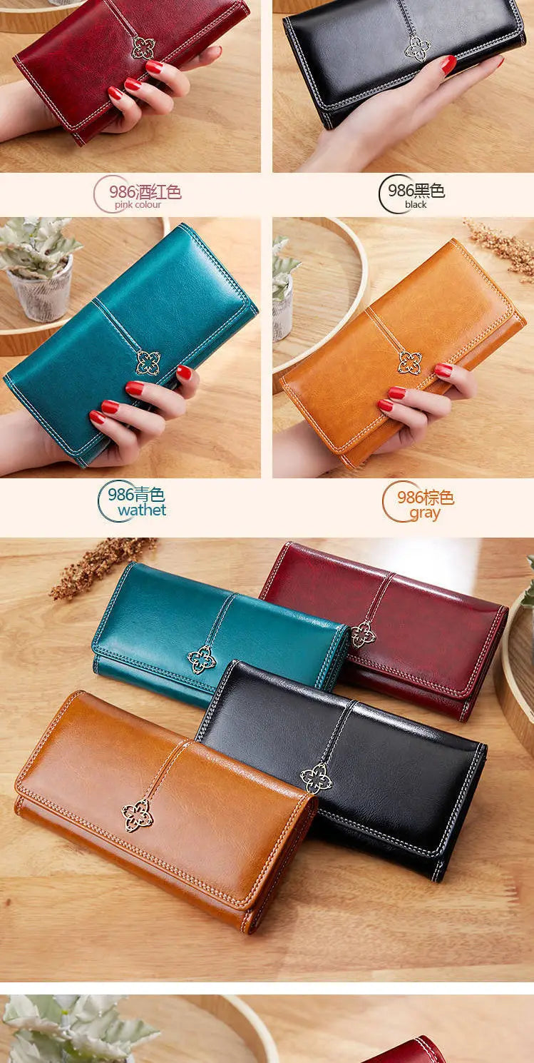 Women's Leather Wallet Woman Luxury Long Wallets Fashion Women Purses Money Bags Handbags Womens Purse Cards Holder Carteras