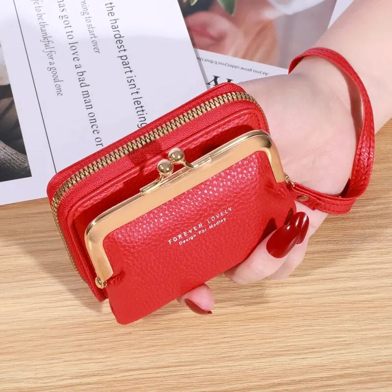 Wallet Women's Fashion Wrist Strap Short Zero Wallet Large Capacity Coin Clip Bag Multiple Card Positions Card Bag Money Clip