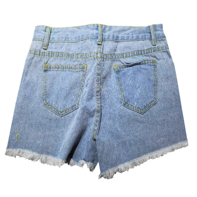 Women's High Waisted Denim Shorts Rolled Blue Jean Shorts Ripped Stretchy Frayed Raw Hem Jeans Shorts