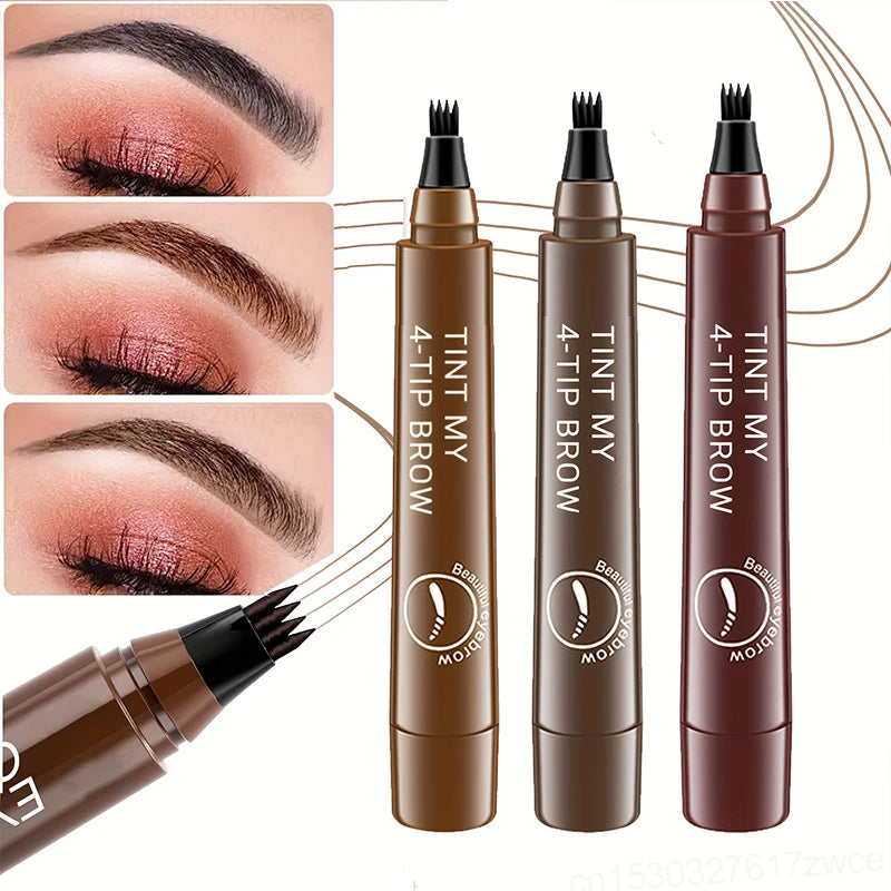 5 Colors Microblading Eyebrow Pen Waterproof Liquid Eyebrow Pencil Long Lasting Eyebrow Tattoo Pen 4 oints eyebrow pen Cosmetics