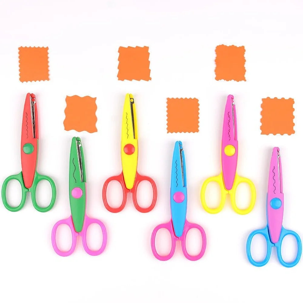 Mr.paper 6 Styles Minimalistic Lace Scissors Wavy Pattern Small Round Head Children Special Student Art Tool Stationery Scissor