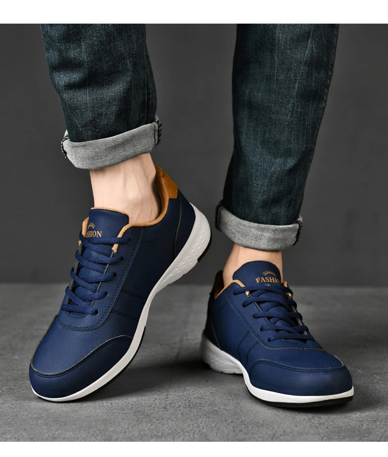 2022 Leather Men Shoes Sneakers Big Size 48 Men Casual Shoes Italian Breathable Leisure Male Non-Slip Footwear Vulcanized Shoes