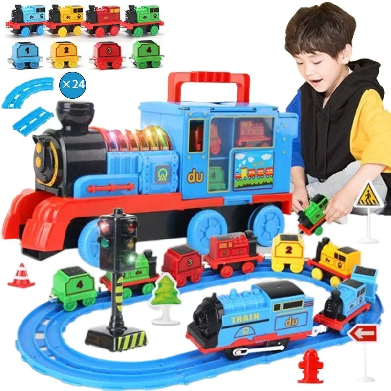 Thomas and Friends Rail Train Suit Racing Track Orbital Set Big Size Train Storage Box Toy Casting Alloy Model Children Toy Gift