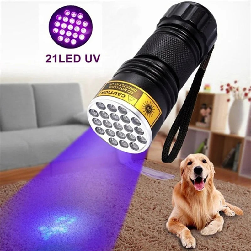 21 LED UV Ultraviolet Flashlight Blacklight 395NM Mini Torch Flash Lamp For Pet Urine Stains Portable Black Light Flashlights