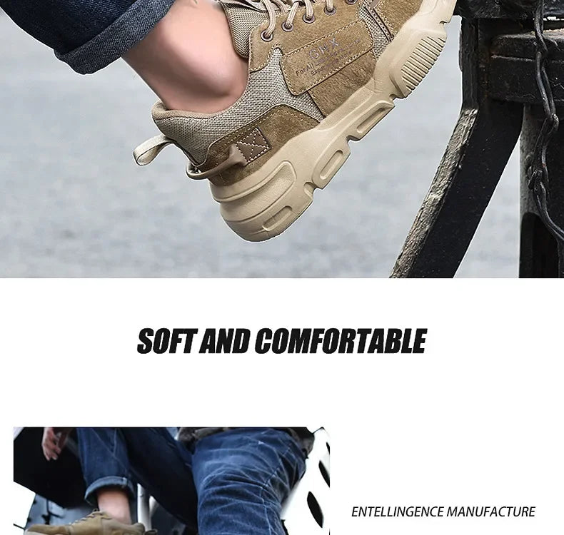 New 2023 Work Safety Shoes Man Lightweight Breathable Boots Anti-puncture Steel Toe Anti-smashing Work Boots Protective Sneakers