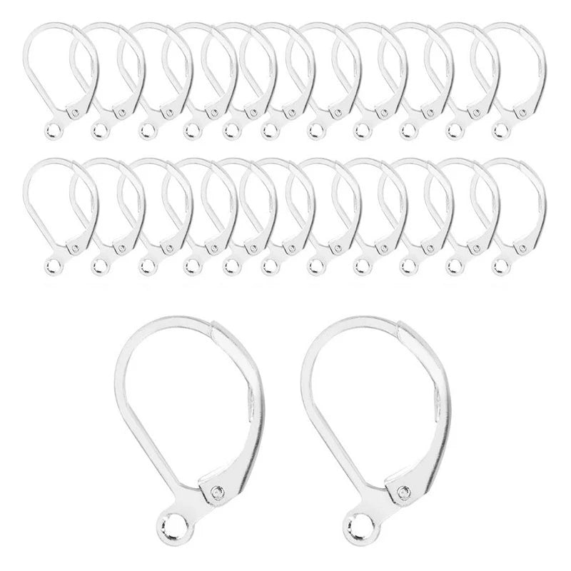 100PCS 925 Sterling Silver DIY Beadings Findings Earring Hooks Leverback Earwire Fittings Components