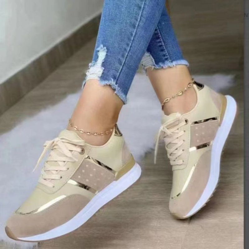 Women Sneakers Platform Eather Patchwork Casual Sport Shoes Ladies Outdoor Running Vulcanized Shoes Tenis Feminino Plus Size 43