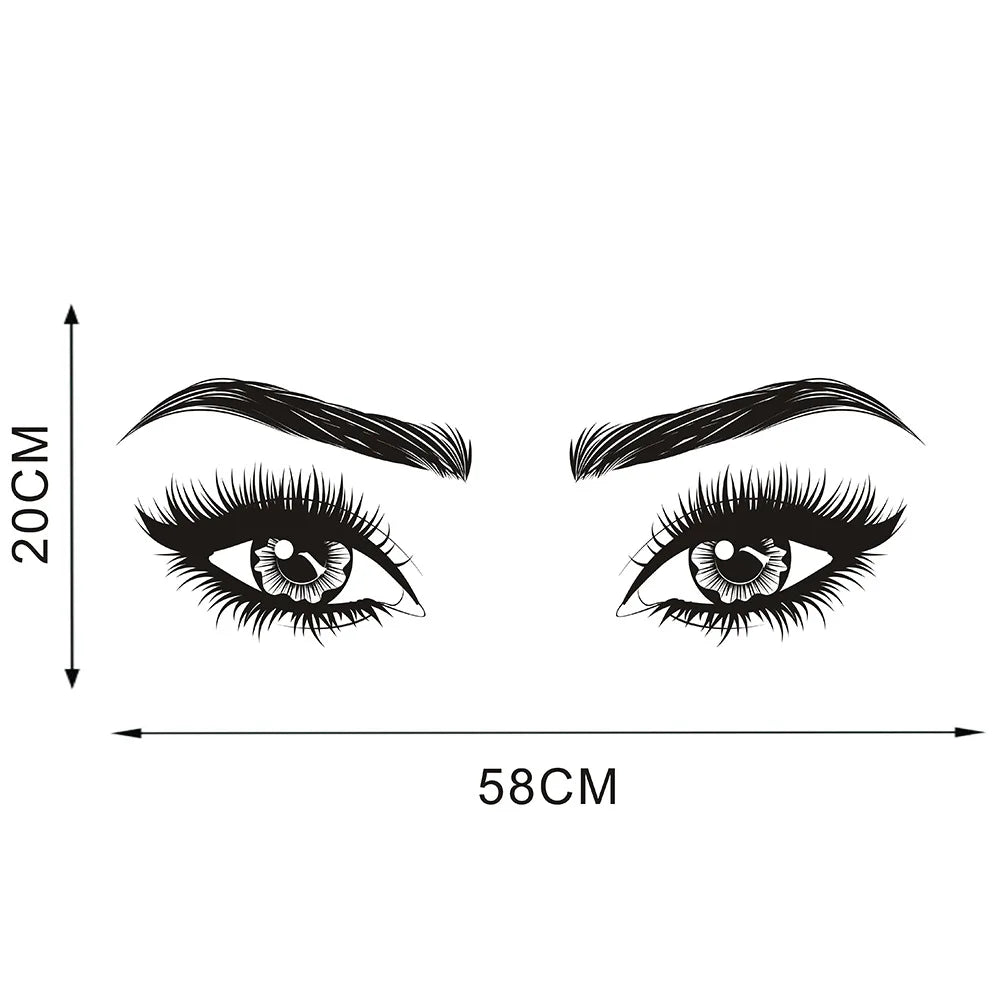 Fashion Girls Lash Brows Eyes Wall Stickers Living Room Decoration Decals for Furniture Sticker Decoration Eyebrows Store Decor