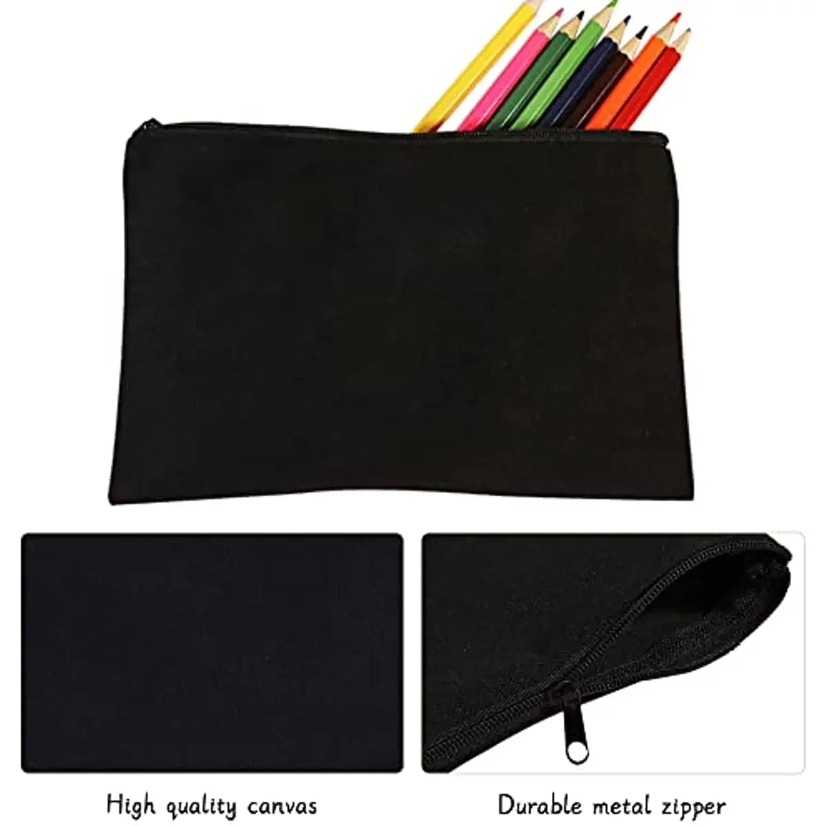 DIY Blank Canvas Zipper Pouch Bags School Pencil Bag Case for School Blank DIY Craft Bag Canvas Makeup Bags Handmade Gift Bag