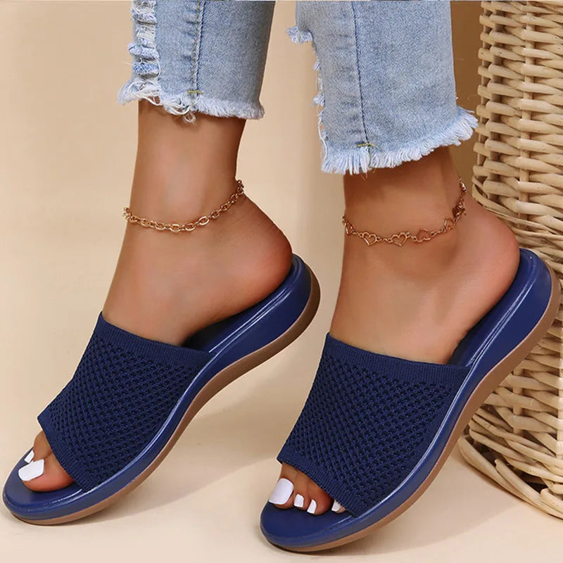 Sandals Women Elastic Force Summer Shoes Women Flat Sandals Casual Indoor Outdoor Slipper Summer Sandals For Beach Zapatos Mujer